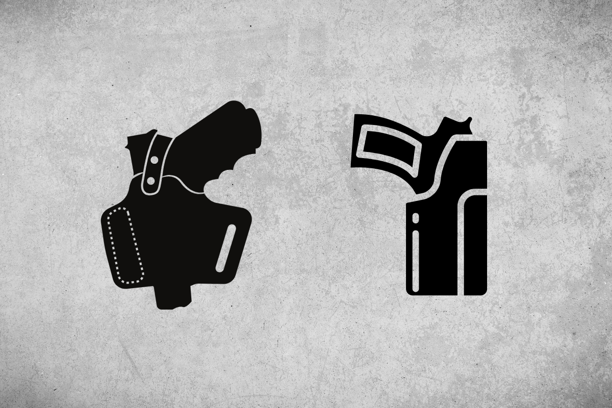 OWB gun in holster open carry and IWB gun in holster concealed